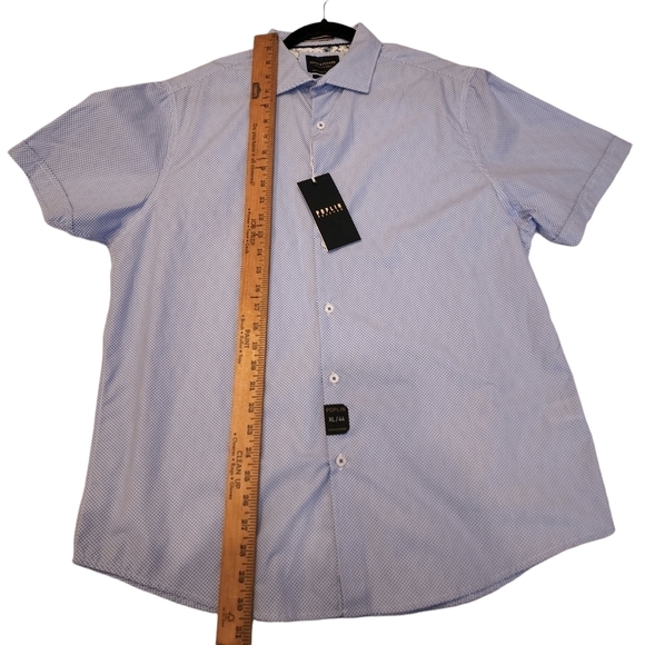 NWT Denim & Flower blue/white short sleeve button down shirt. Men's size XL - Picture 11 of 15